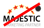Logotipo do Majestic com texto e imagem adicionais