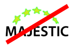 Logotipo do Majestic com estrelas coloridas incorretamente